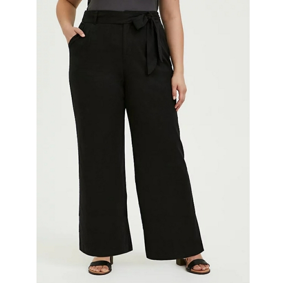 Waisted Black Paper Bag Pants Size 